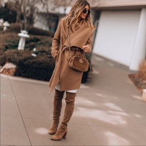 Soia & Kyo Samia camel drape wrap coat jacket xs